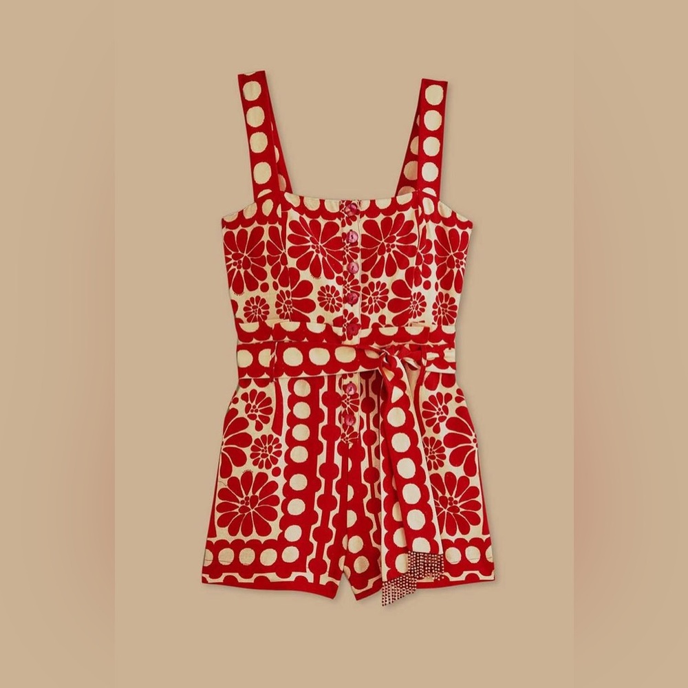 FARM Rio Palermo Sleeveless Romper in Red